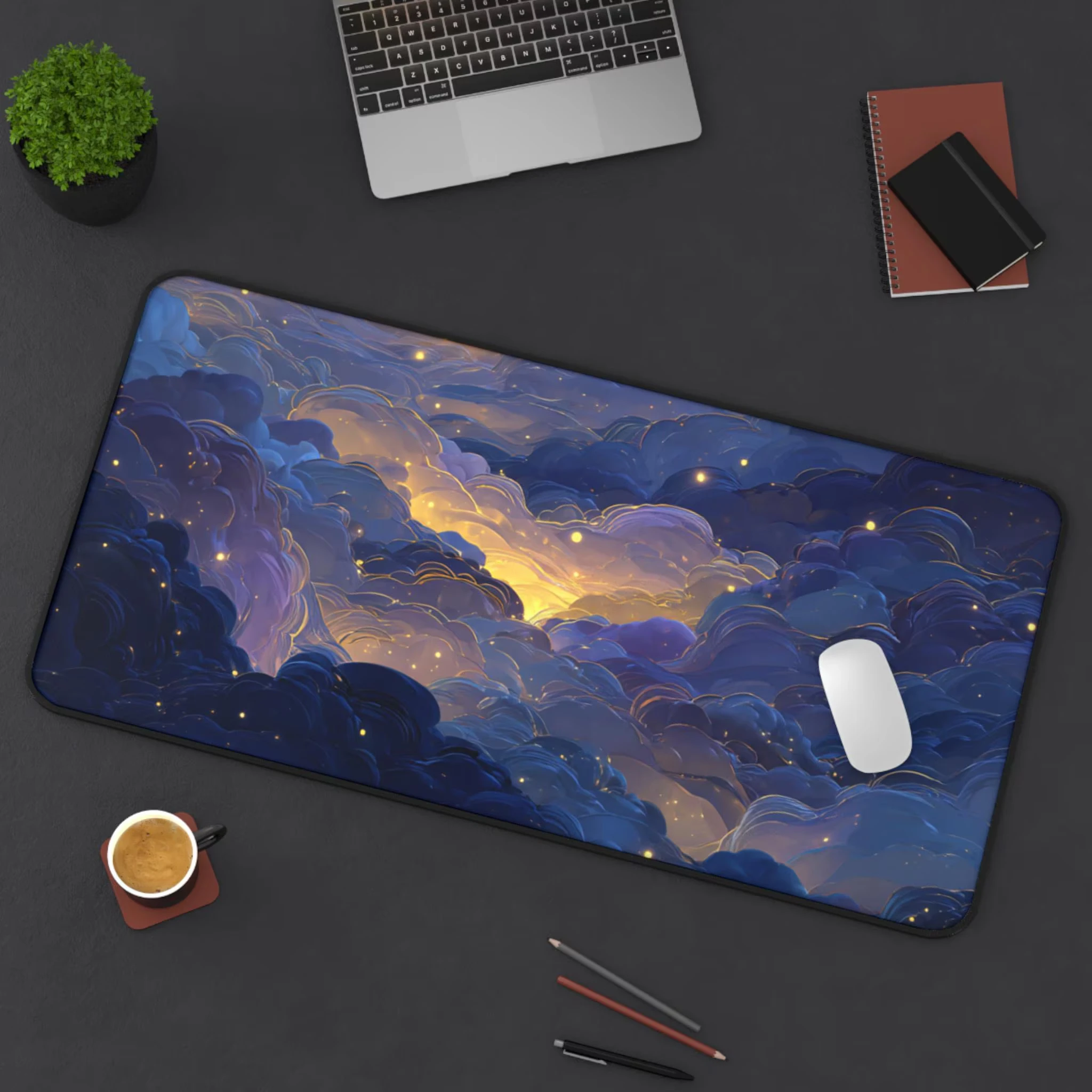 Lofi Kawaii Blue Sky Desk Mat Large Mouse Pad Pastel Cloud Mouse Pads Laptop Accessories Desk Decor Keyboard Mat Decoration