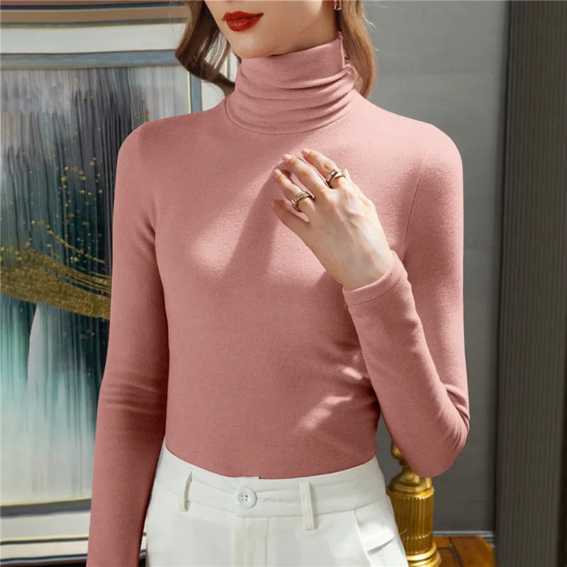 Autumn Long Sleeve Turtleneck Tops Slim Knitted Bottoming T Shirt Korean Fashion Sweater Harajuku Pullover Women Clothing Jumper