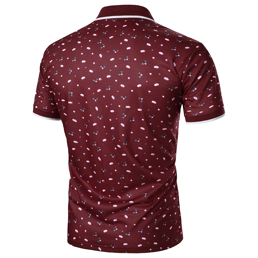 Men Short Sleeve Polo Shirt Floral Pattern Digital Printing Top Streetwear Casual Fashion Holiday Men Rib Lapel Polo Shirt