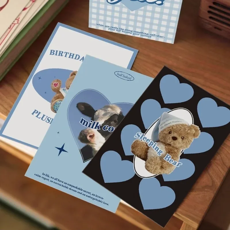 10 Sheets Blue Series Greeting Cards Postcards Female Room Wall Stickers Desktop Decorations DIY Decoration Blessing Cards