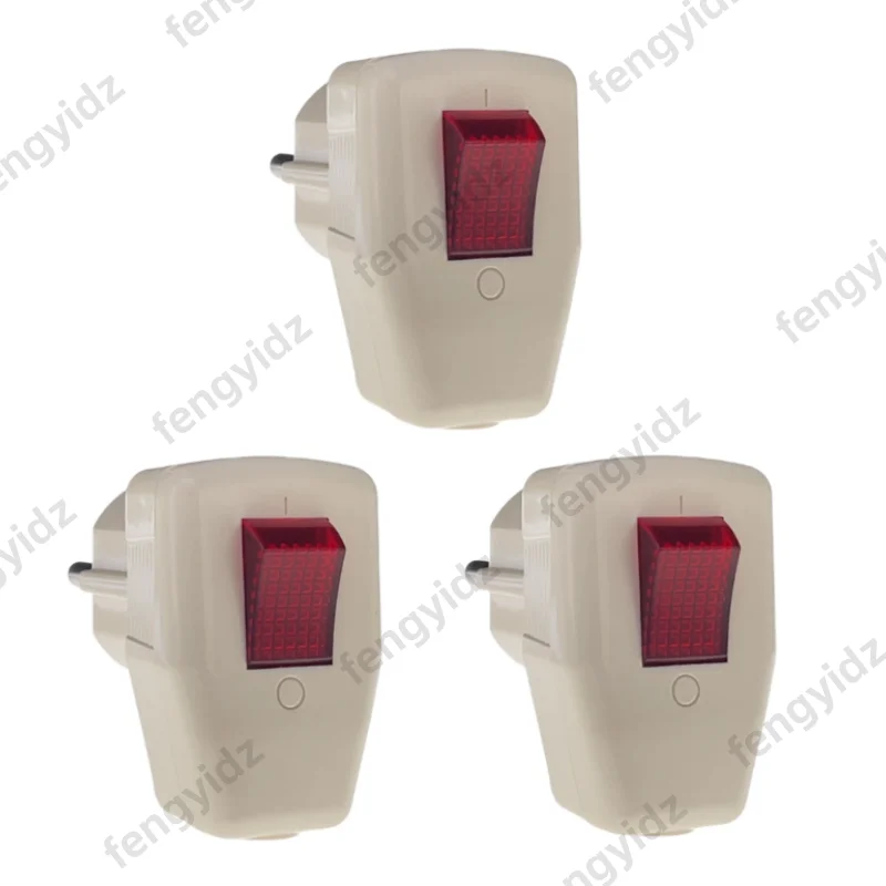 3pcs Schuko Plug Rewireable Power Plug with Switch Germany Standard 250V EU Electrical Schuko Socket Adapter Wiring Connector