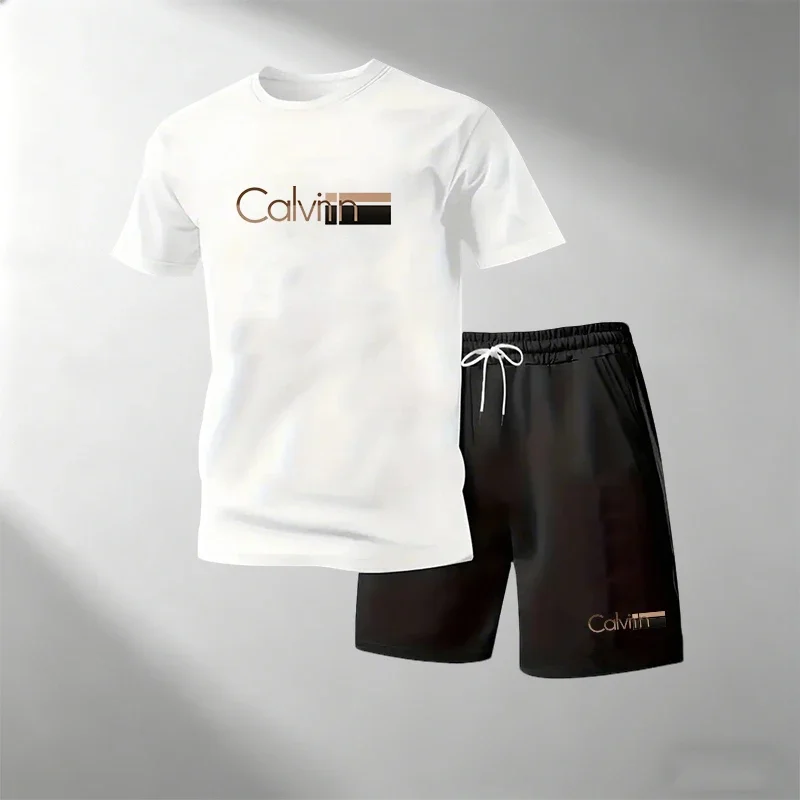 Conjunto Masculino de Verão 2026: Camiseta Gola O + Shorts Esportivo de Secagem Rápida para Fitness e Corrida – Moda Casual em Promoção