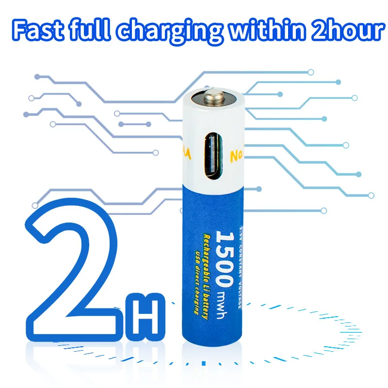 New 1.5v AAA battery Rechargeable lithium battery 1500mWh environment protection USB TYPE-C charging port for direct charging