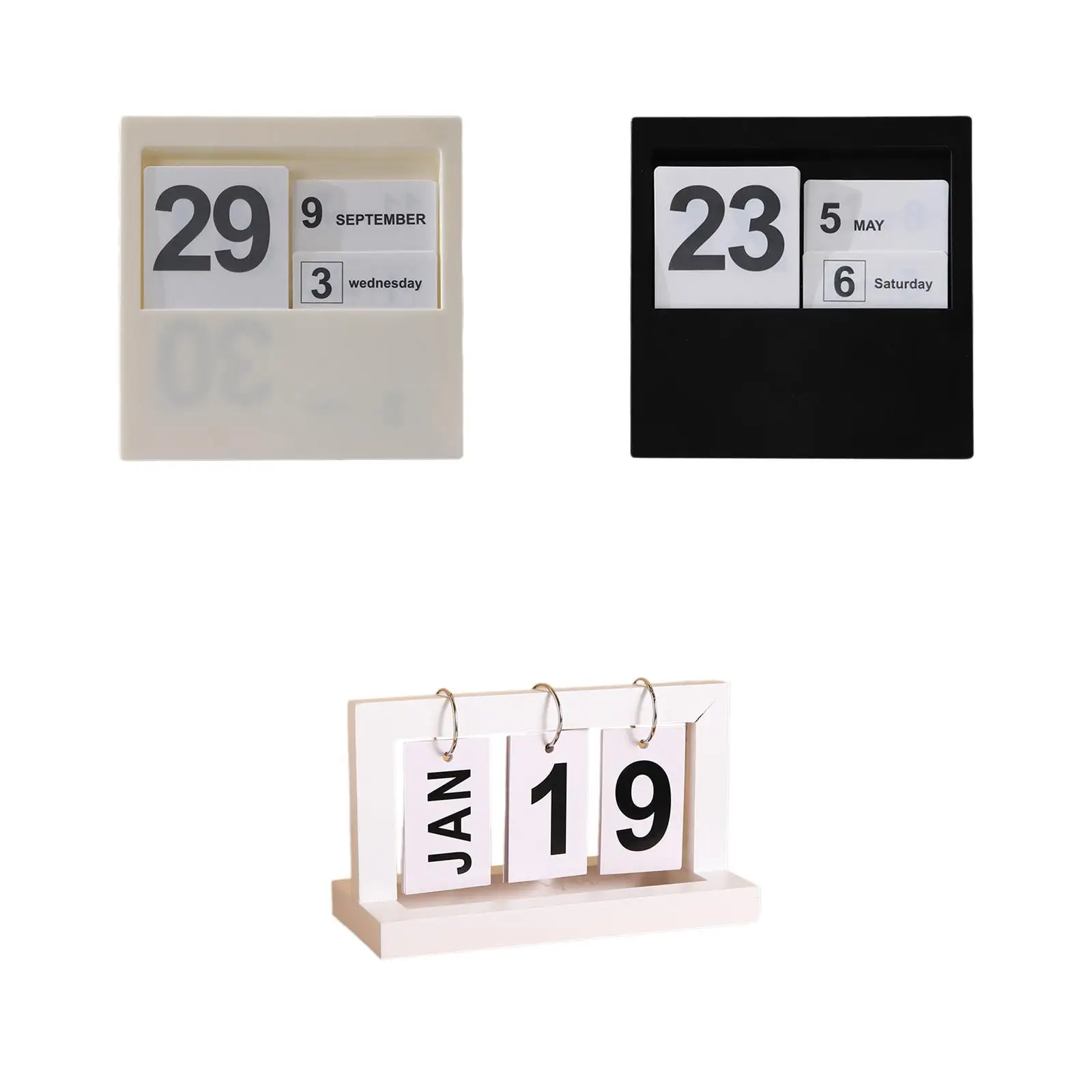 Desk Calendar Tabletop Ornament Birthday Gift Artwork Indoor Home Decor Wood Statue for Desktop Cabinet Living Room Fireplace