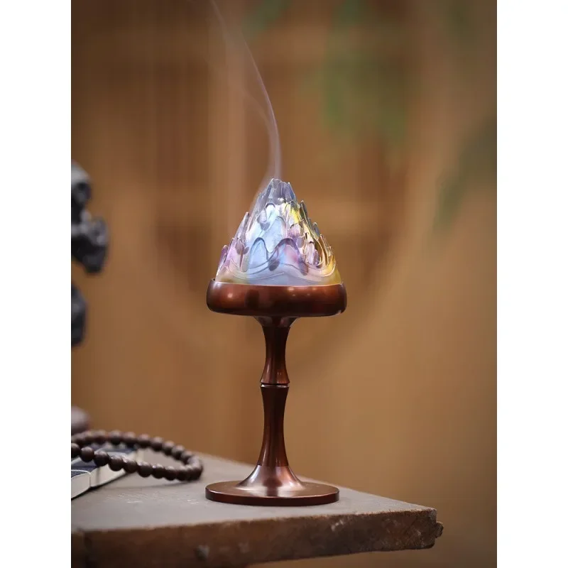 

Incense Burner Glass Pure Copper Household Indoor Sandalwood Incense Burner Tea Table Bedroom Agarwood Burner Ornaments