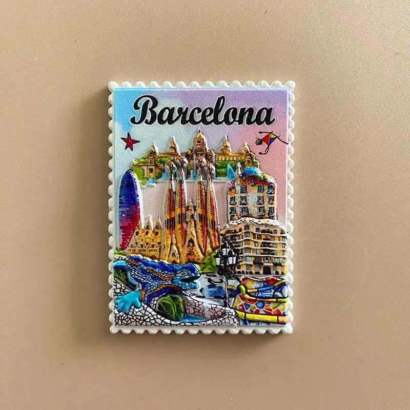 

Barcelona Spain Scenery 3D Resin Fridge Magnets - Sagrada Familia Park Guell Imanes Nevera Aimants Frigo Room Decoration Magnets