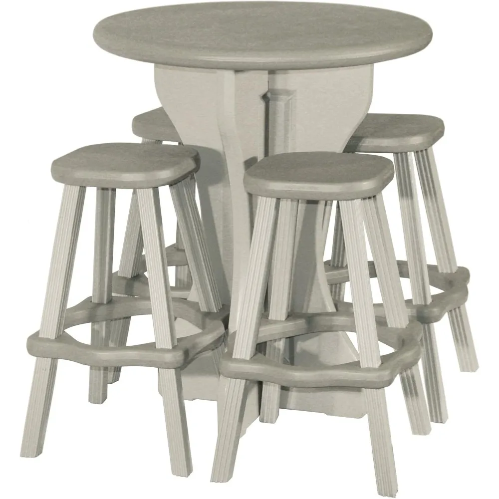 

Patio Table Set with Four Barstools - Warm Grey Base with Deep Grey Accents - Perfect for Patio and Outdoor Spaces