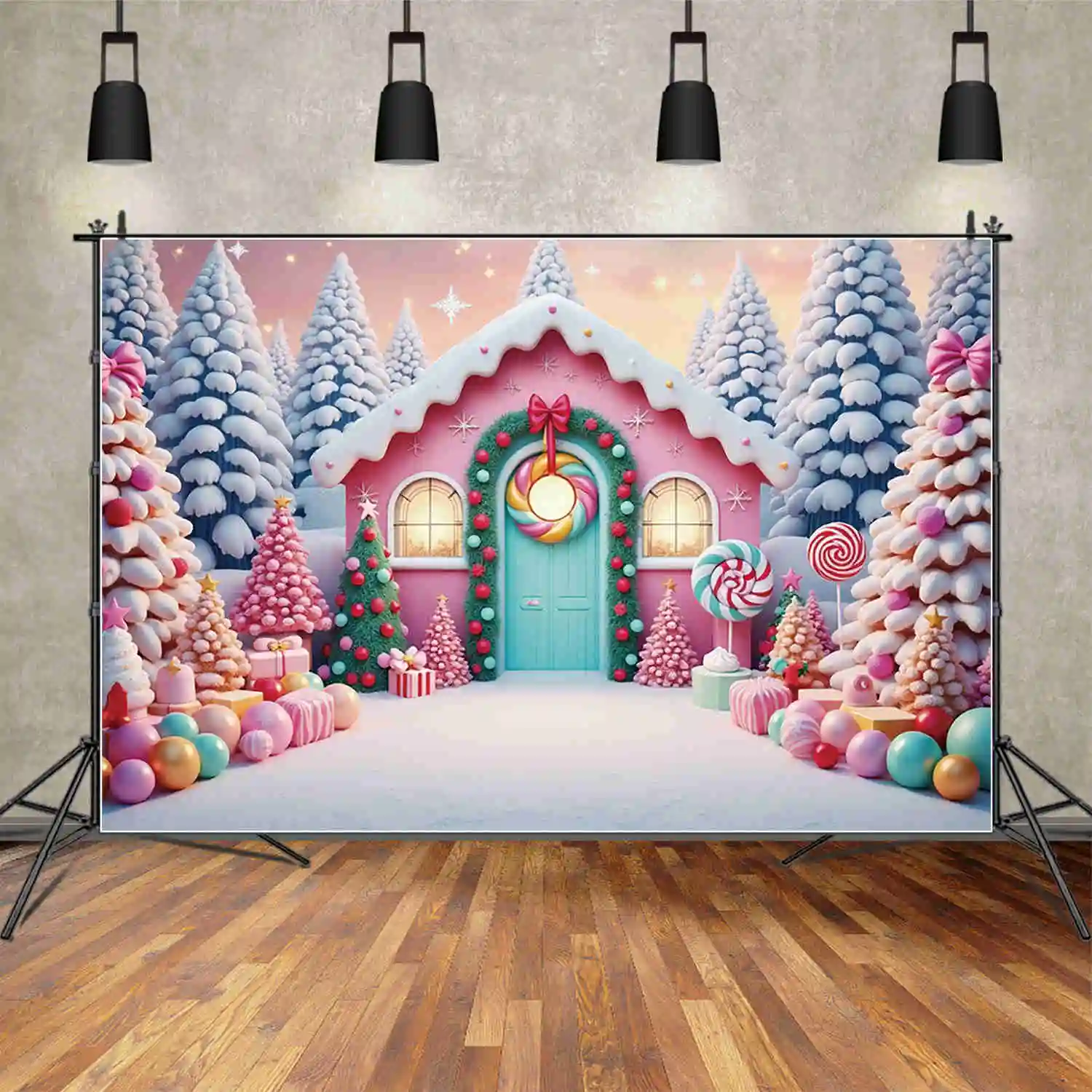 MOON.QG Christmas Scenery Background Photography Xmas Tree Window New Year Photozone Backdrop Baby Studio Photobooth Accessories
