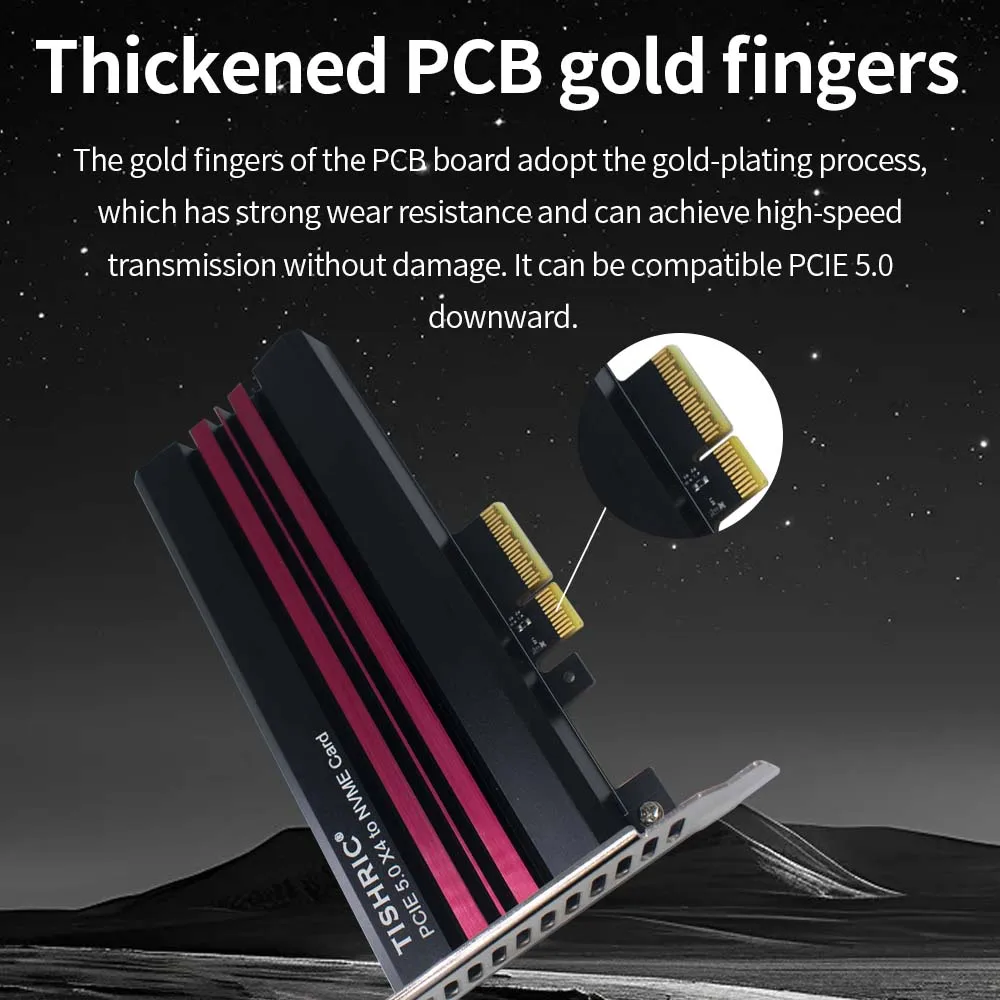 TISHRIC PCIE 5.0 X4-NVME SSD 확장 카드, M2 B/B + M 키 PCIE 어댑터 라이저 카드, 열 패드 지지대 2230 2242 2260 2280