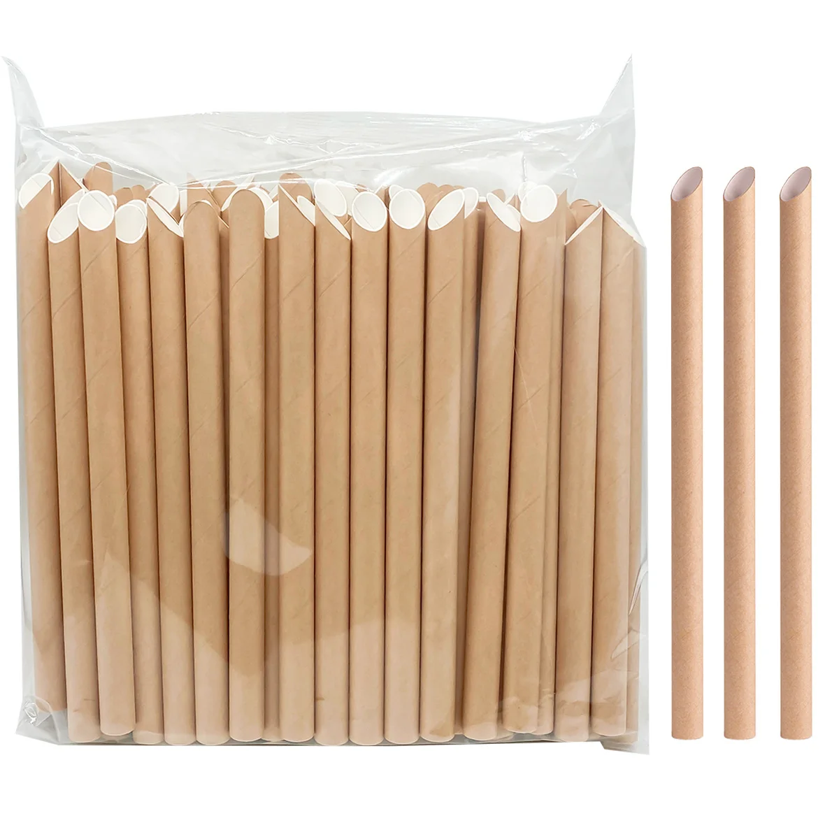 100pcs brown boba paper straws biodegradable non-soggy pointed tip straws for drinks bubble tea drinkware birthday party supply