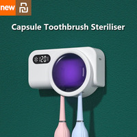 Youpin UV Toothbrush Sanitizer Holder UVC Sterilization No Drilling Wall Mounted Fan Drying 2 Slots For Couples Home Travel Use