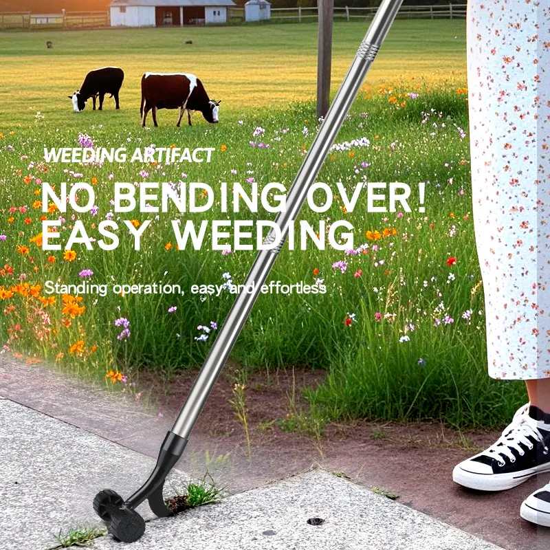 No Bend Roller Gap Weeder Hook Fast Weed Puller Remover Garden Tool for Patio Driveway Crack Soil Loosening Yard Lawn Care