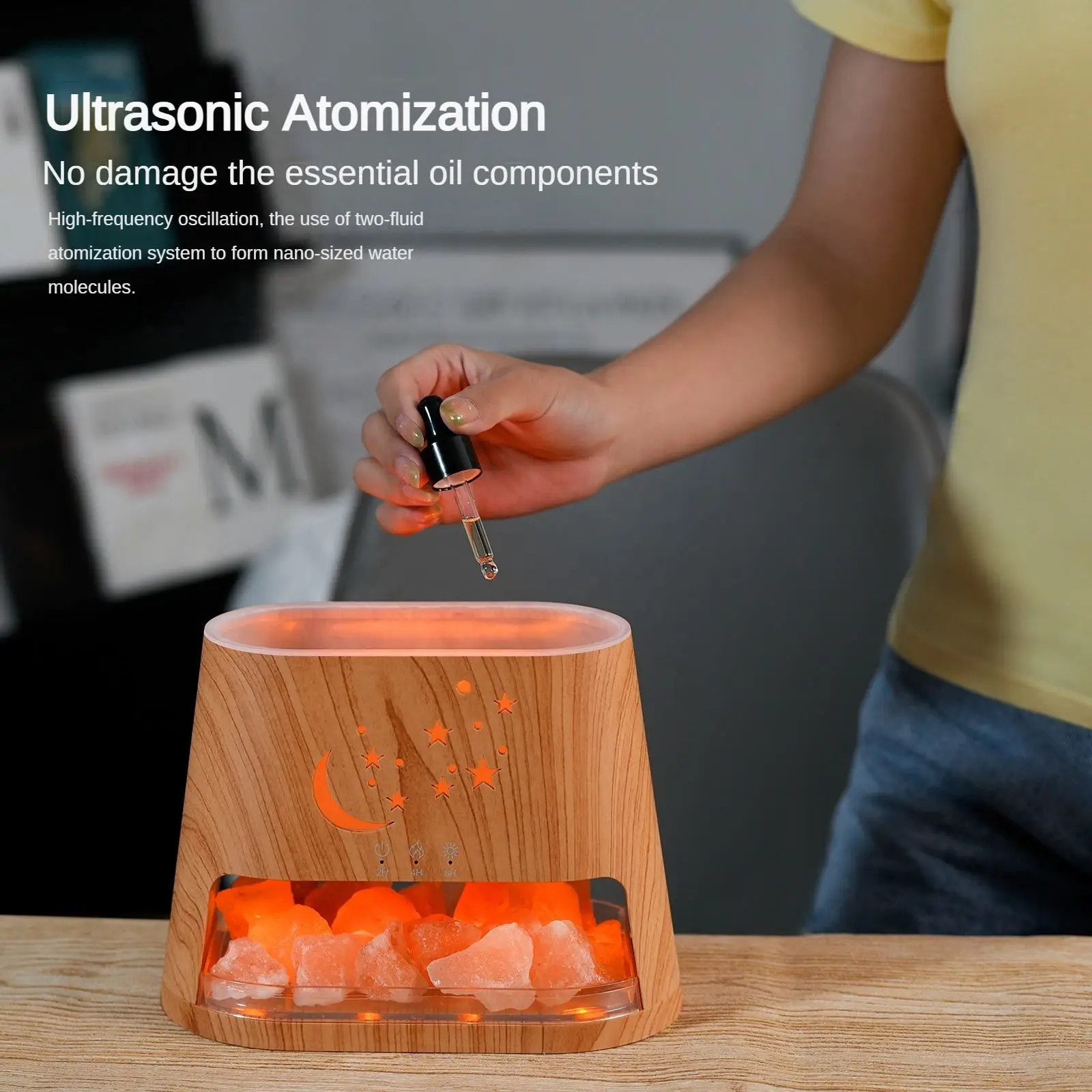 Factory Price 250ML Aromatherapy Essential Oil Diffuser With Himalayan Rock Salt Ultrasonic Himalayan Salt Lamp Flame Humidifier