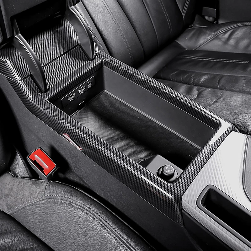 

For Audi A4 B9 A5 2017-2021 Carbon Fiber Color Center Console Armrest Box Decoration Cover Trim Car Styling Interior Accessories