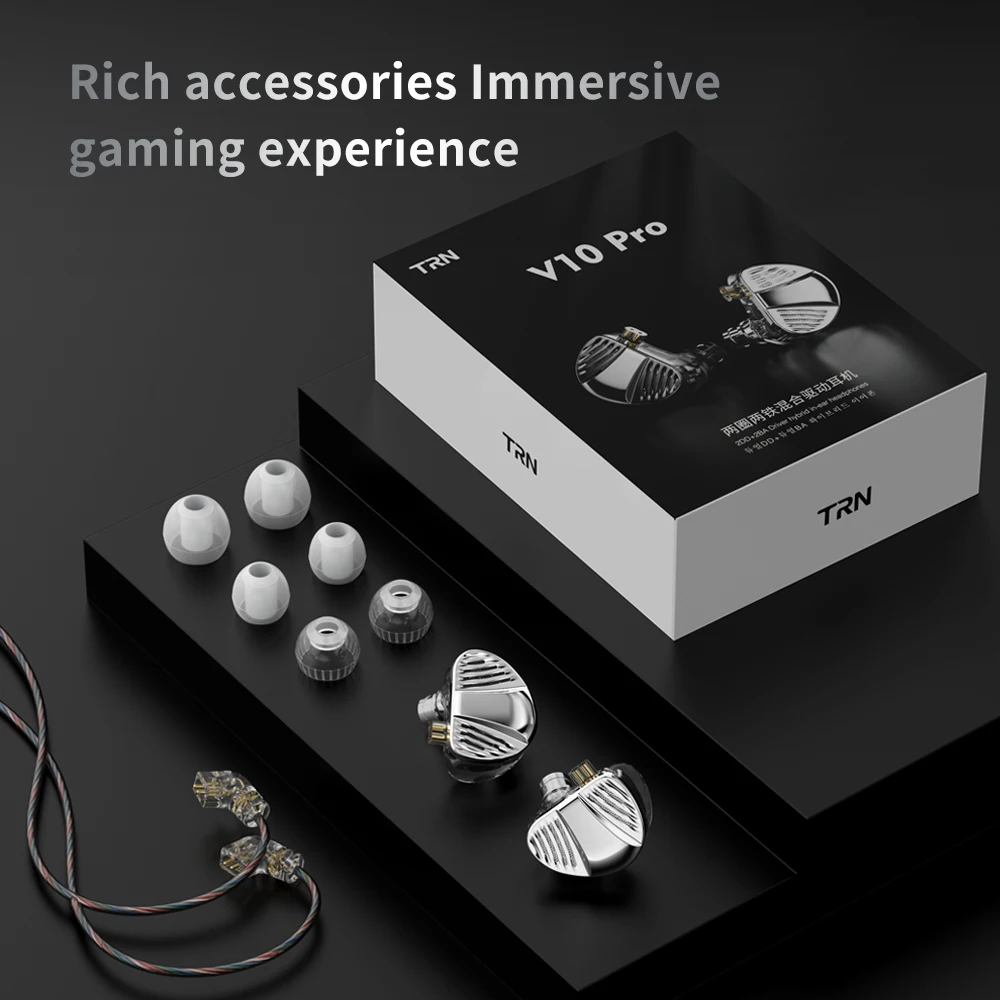 TRN V10 PRO Earphones 2BA+2DD Dual Dynamic Driver and Dual Balanced Armature Hybrid In-Ear Monitors Headphones