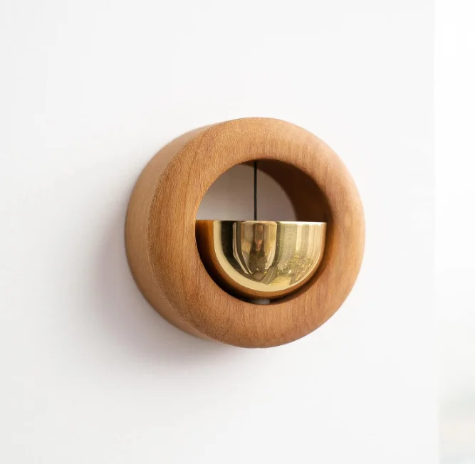 Polished wood copper bell magnetic door sticker for home wall decoration