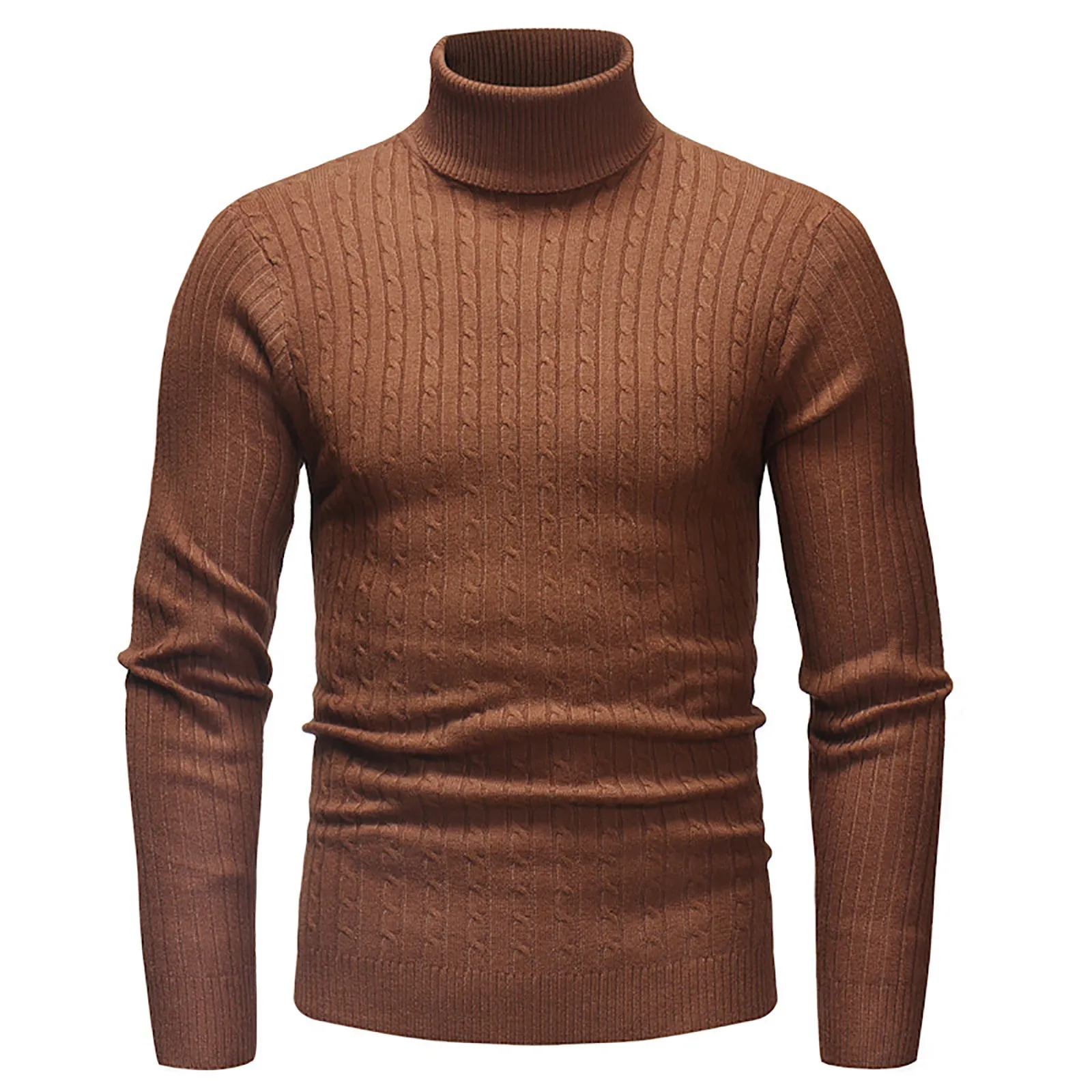 Men's Turtleneck Sweaters Winter Warm Knit Pullover Korean Solid Color Casual Slim Sweater Male Clothing Bottoming Shirt