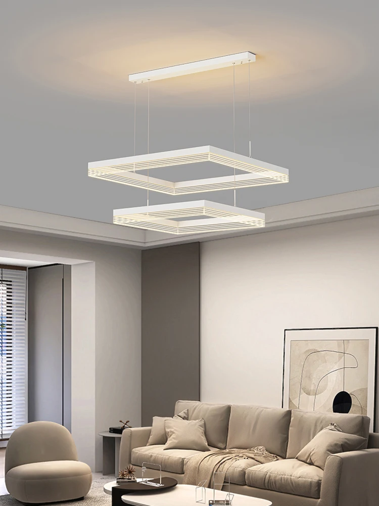 2023 Modern Square LED Chandelier For Aisle Bedroom Foyer Kitchen White Black Dimmable Remote Control Light Interior Decoration