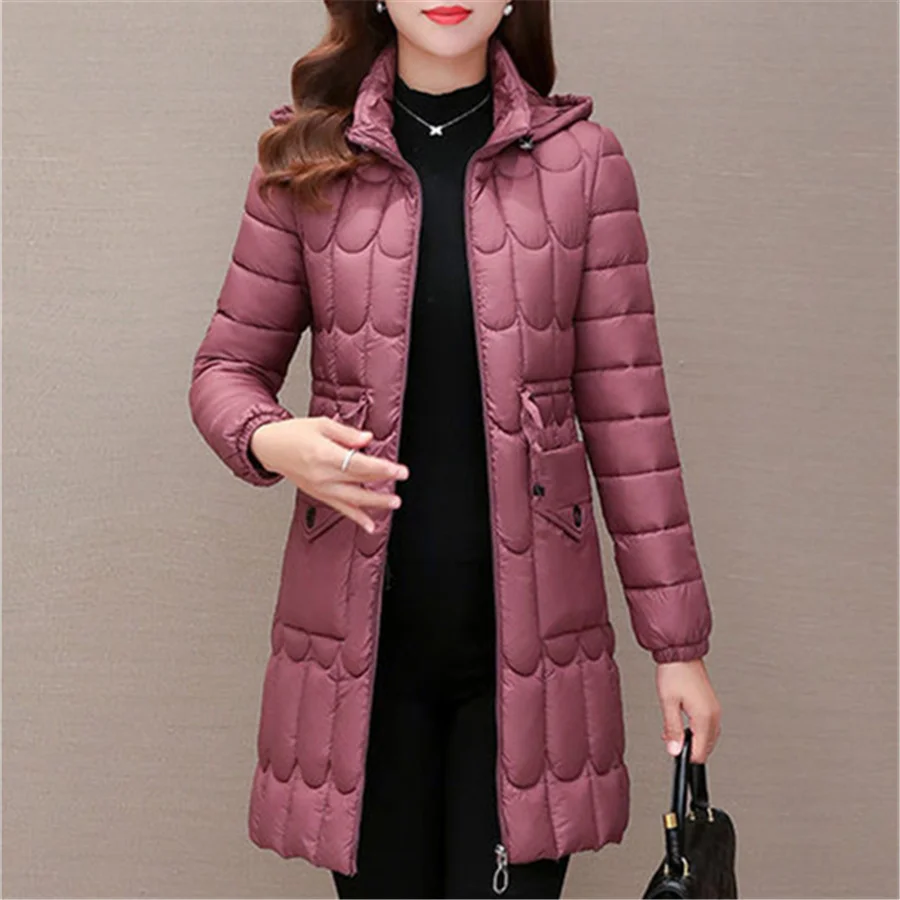 Winter übergroße 6xl Kapuze Baumwolle gepolstert schlanken Mantel mittellange Frauen warmen dicken Mantel Basic feste Outwear Schnee tragen Parkas