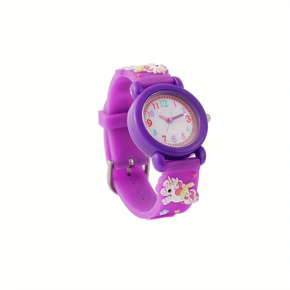 Reloj de cuarzo con diseño de unicornio para niña, cronógrafo duradero de Color caramelo, 1 unidad