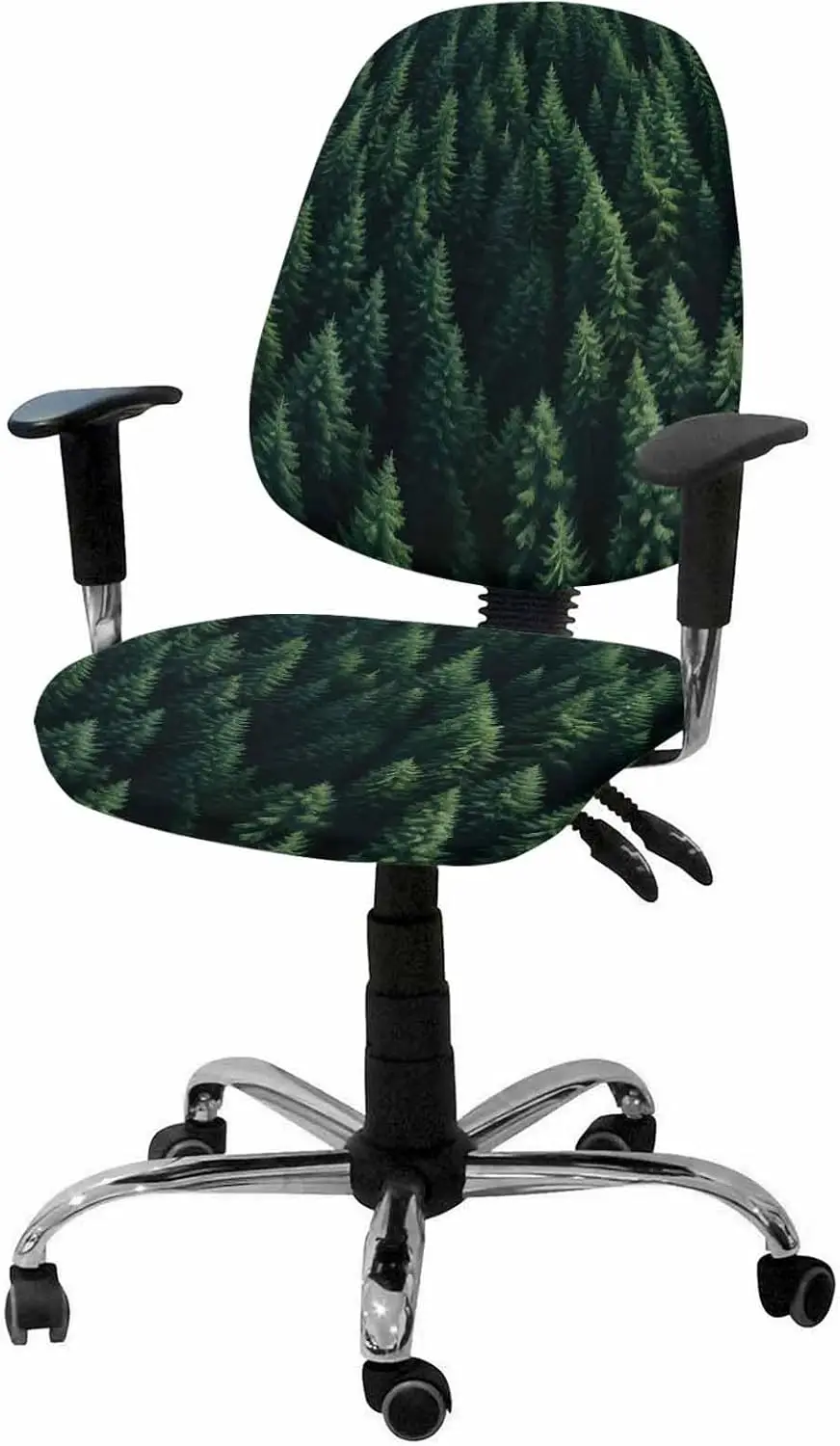 

Green Forest Office Chair Cover - Stretch Rotating Computer Chair Seat Ba Covers, Modern Pine Trees Mysterious Art Desk Chair