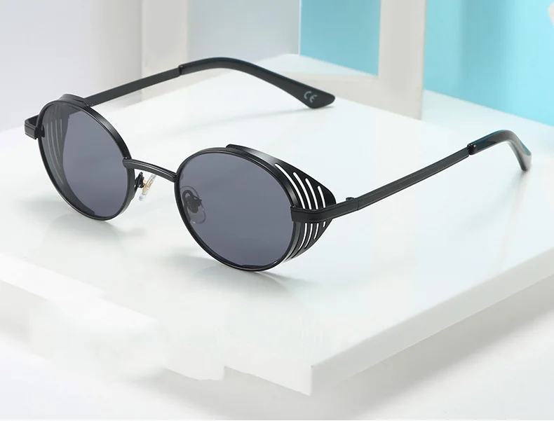 OEC-MANAGEMENT CPO Oval Punk Vintage Sonnenbrille Frauen Männer Runde Marke Designer Sonnenbrille Weibliche Steampunk Retro Brillen UV400 Oculos – Detail 1