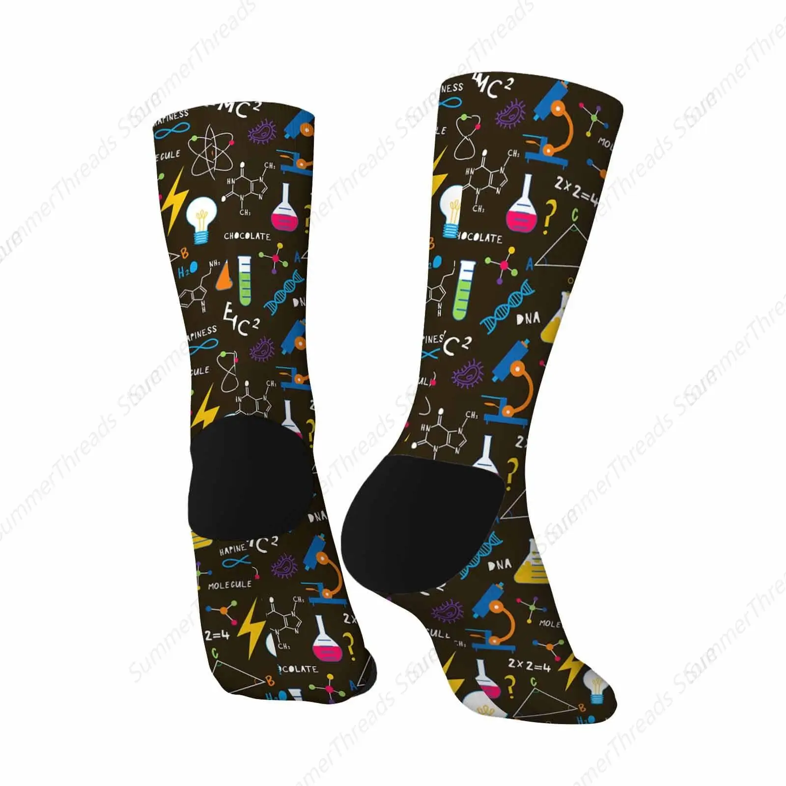 Science Experiment Athletic Crew Socks Math Creative Socks for Men Women Cool Cute Crazy Funny Sport Colorful Novelty Socks