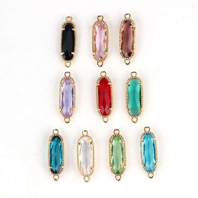 Crystal Glass Pendant Oval Shape Rhinestone Charms For Vintage Women's Earrings Earrings Bracelet DIY Crafts Supply 20pcs