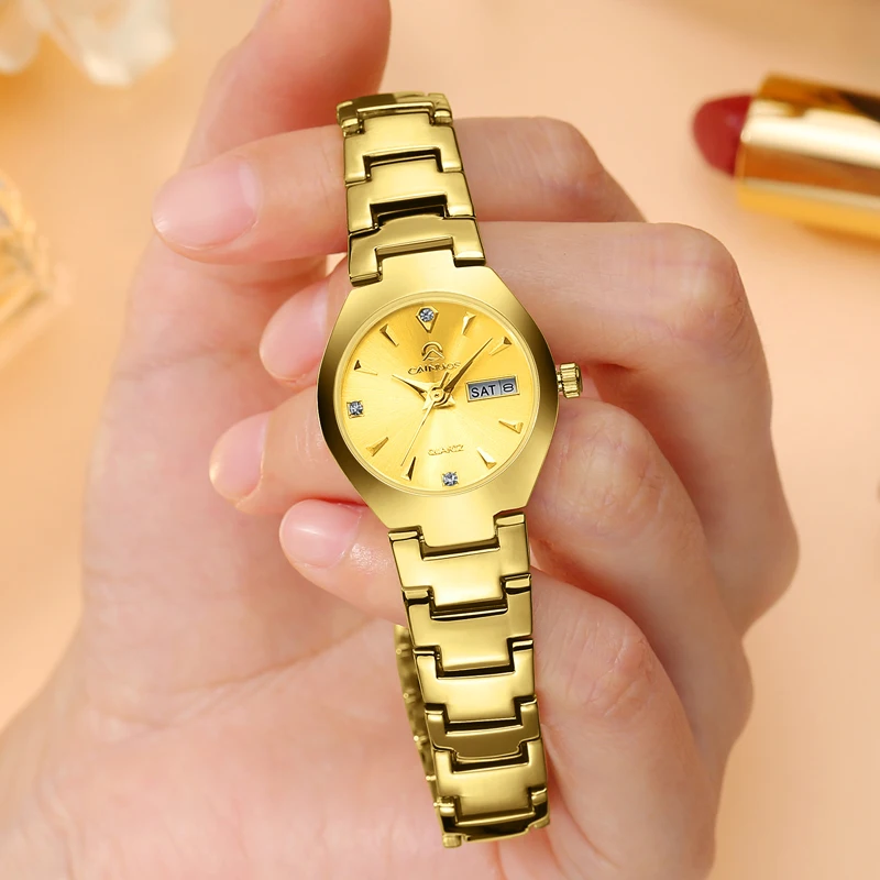 ساعات نسائية عصرية ساعة يد أصلية فاخرة للفتيات مقاومة للماء ومضيئة للسيدات ساعة عصرية بمقياس الزركون هدية للتاريخ