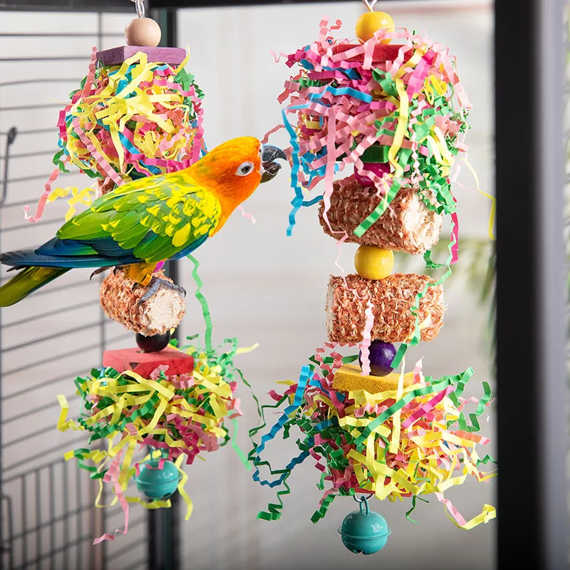 2/3Pcs/lot Bird Parrot Toy Set Colorful Shredder Foraging Assorted Hanging Cage Bird Chewing Rack Toys Pet Parrot Molar Bite Toy