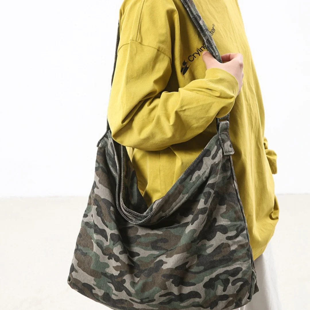 Camouflage Canvas Shoulder Bags Women Large Capacity Leopard Crossbody Bags Unisex Cotton Packages Korea Style Casual Totes