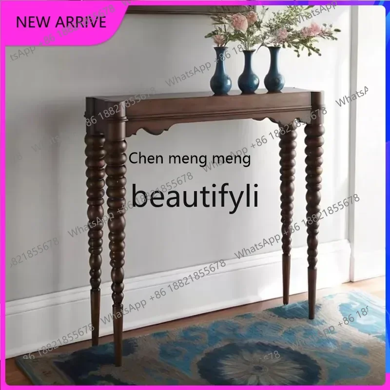 

AA85 American carved solid wood entrance table French retro designer partition corridor entrance table