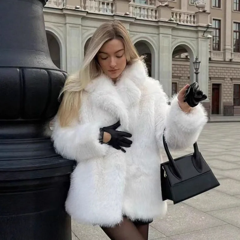 

Women's Fur Coat Fashionable Solid Color High-end Eco-friendly Fur Jacket 2025 Autumn And Winter New Style Hot Girl Temperament