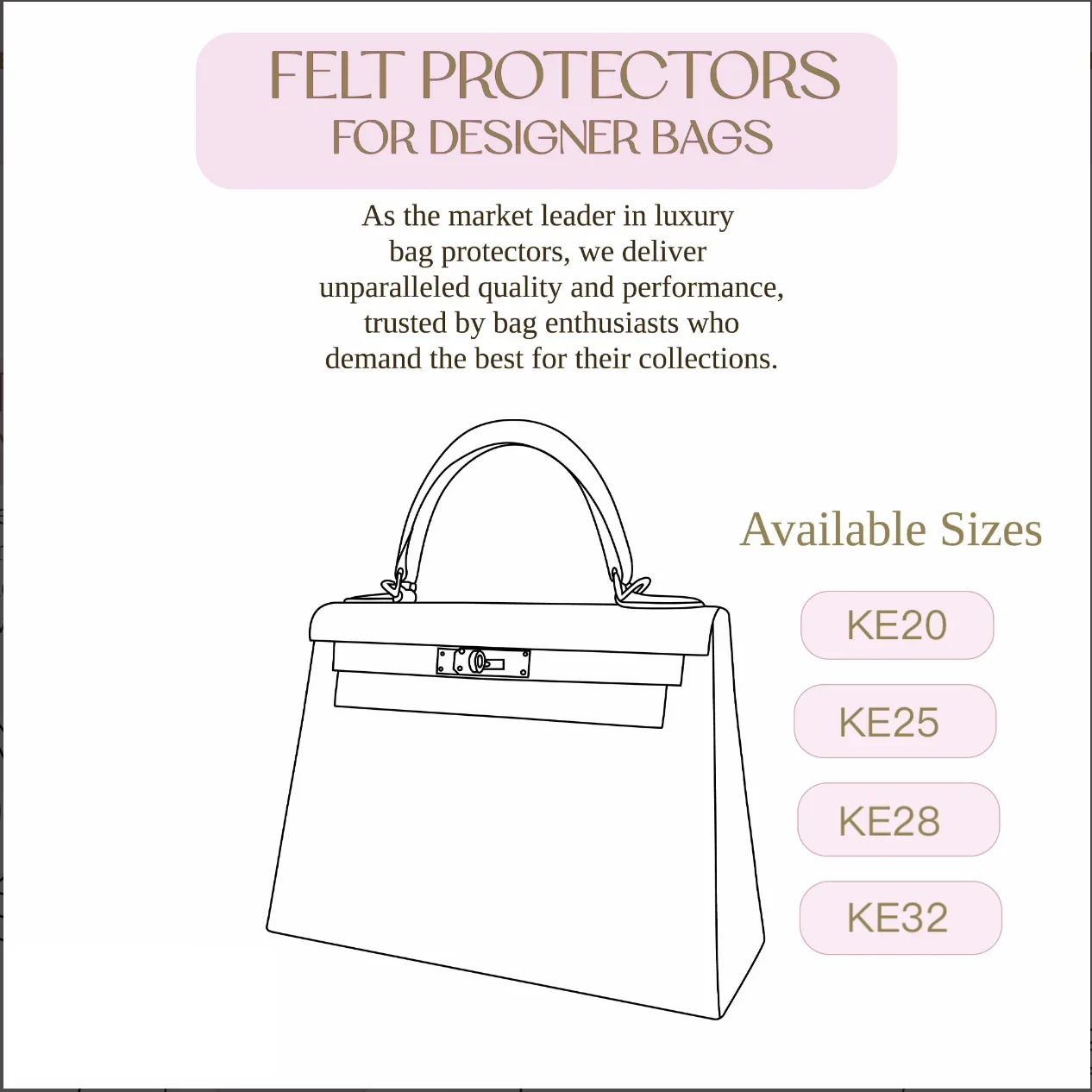 Felt Bag Protectors for Ke 25 28 Designer Handbags Women's Bag Accessories