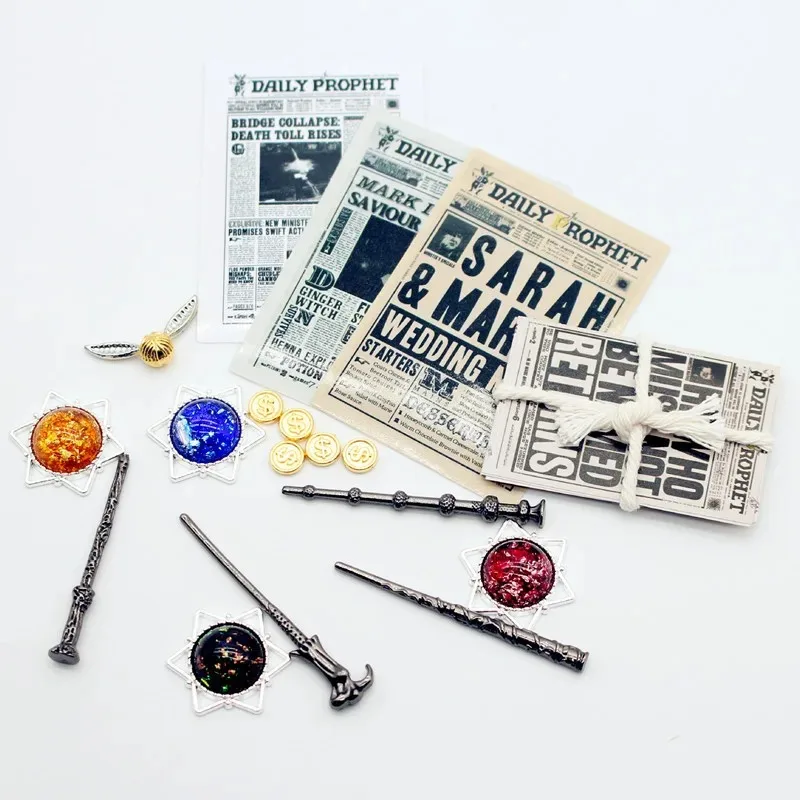 1Set 1:6 Dollhouse Kitchen Furniture Magic Wand with Newspaper Model For Doll Decor Accessories Toys