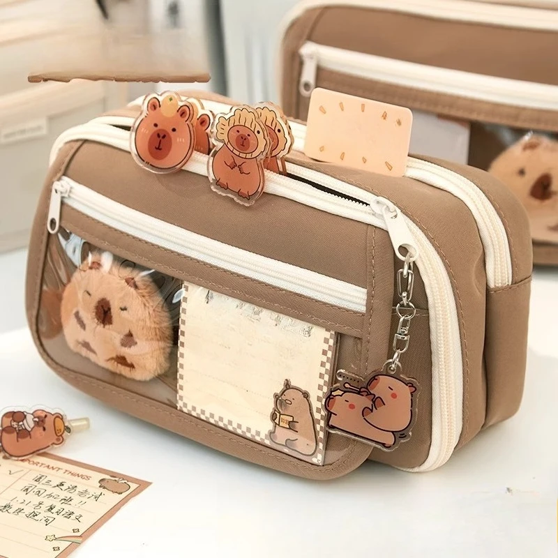 Capybara Pencil Case for Girls - High-Cutie, Large Capacity, Multi-Functional Stationery Box for Junior High School Students