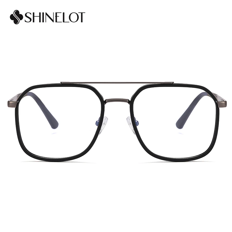 82063 Men Science Geek Double Bridge Eyeglasses Frame Male College Students Glasses High End Eyewear Boyfriend Gift view 4