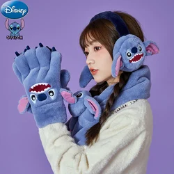 Disney Accessories Stitch Hat Scarf Integrated Lilo Stitch Gloves Ear Warmer Earflap Ear Muffs Girl Christmas Gift Bucket Hat