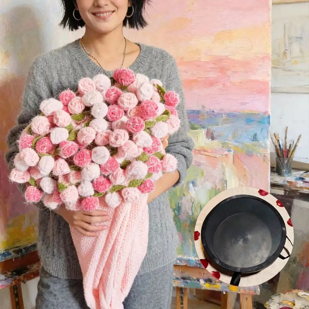 Artistic Crochet Rose Blanket Pink Flower Bouquet Throw Soft Handmade Knitted Wrap Stylish Home Decor Gift For Valentine Day