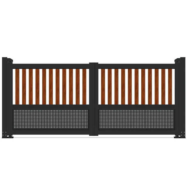 تخصيص الحديثة بسيطة الصدأ واقية رخيصة مزدوجة بوابة خارجية مخرمة منحوتة بوابة فناء الحديد للمنزل #5