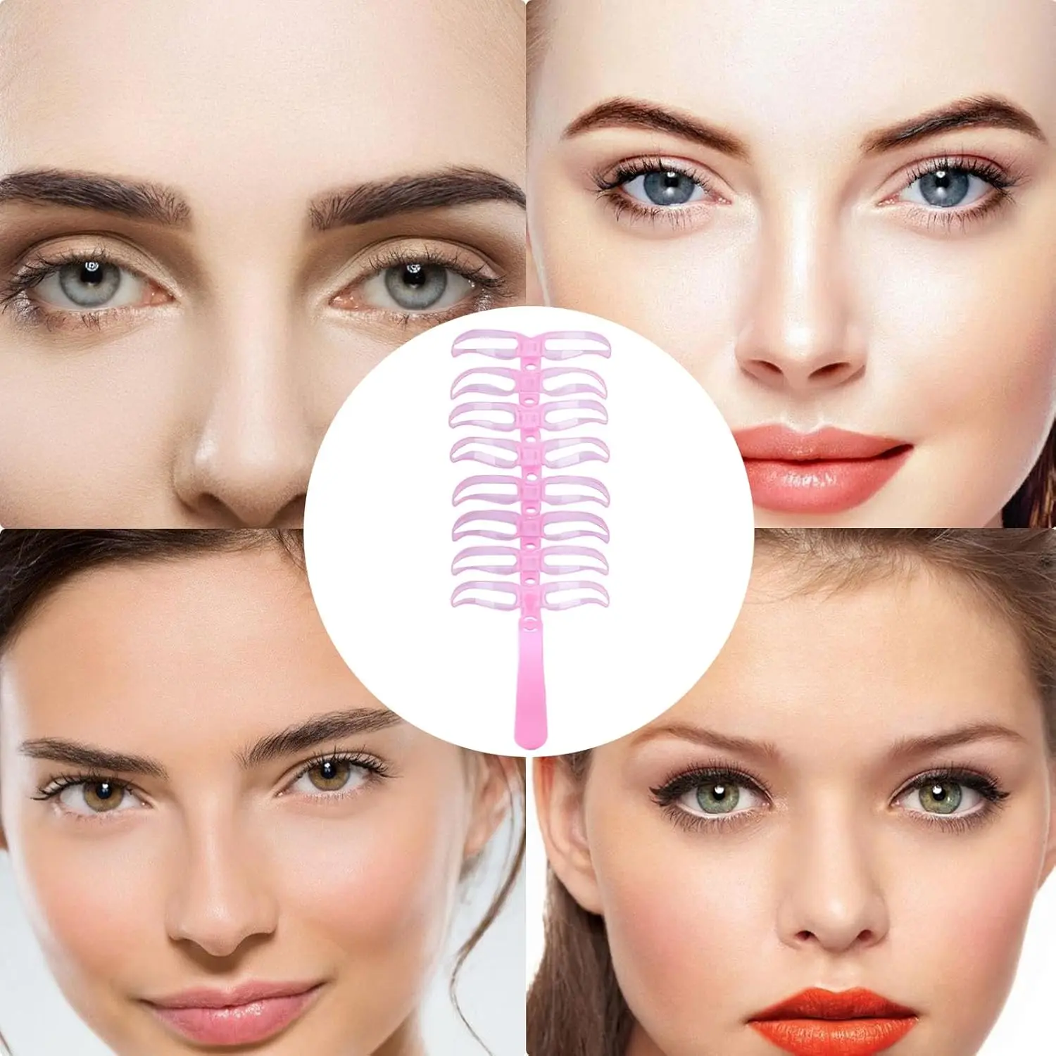 Stencil per sopracciglia, set di stencil da 8 pezzi per sopracciglia perfette, modelli portatili lavabili per donne, fasi, trucco, viaggi, feste