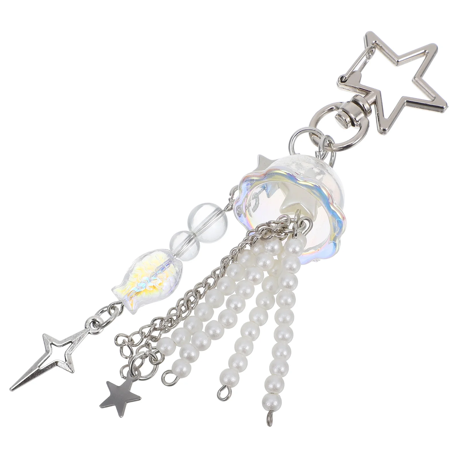 Key Fob Keychain Wallet for Girls Beads Jellyfish Star Cute Pendant Decorations