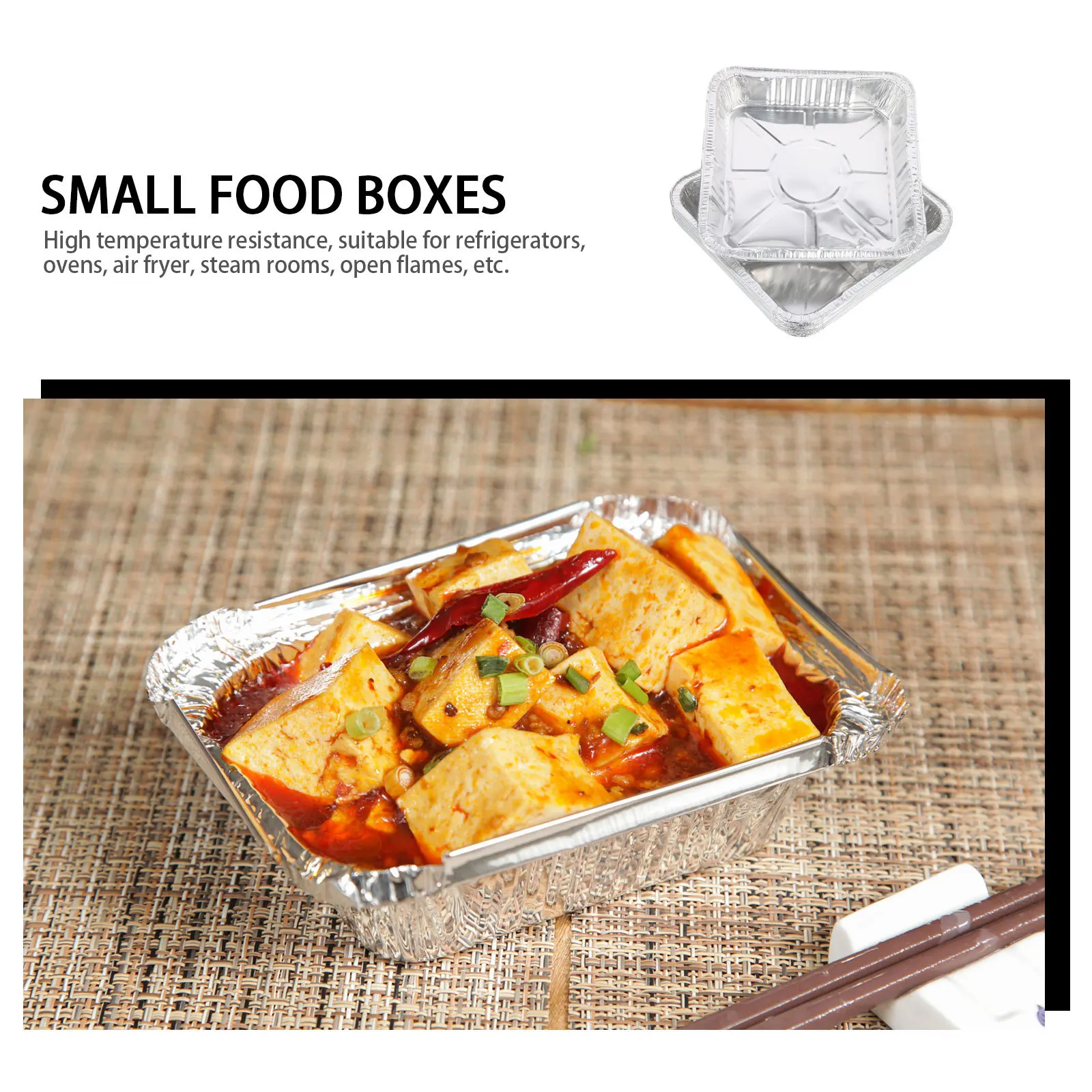 

10Pcs Boxes Multi-Function Foil Pans Heat Cold Resistant Household Food Containers Bbq Camping Bakery Food Supply