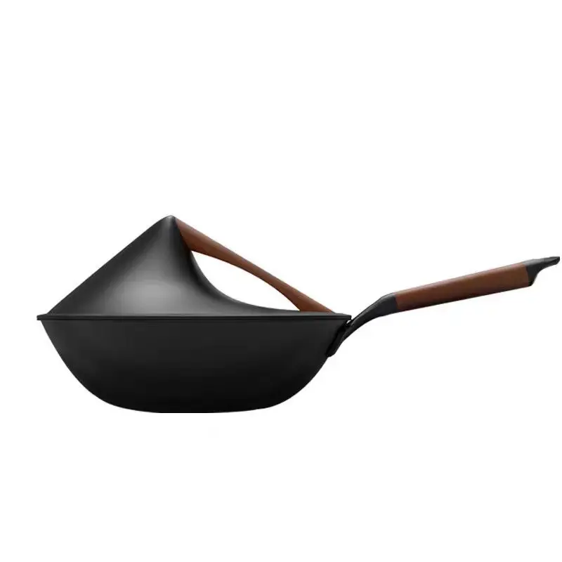 MOCKA Iron Pot Hat Pot Uncoated Wok Household Induction Cooker Gas Universal Flat Bottom kitchen cookware