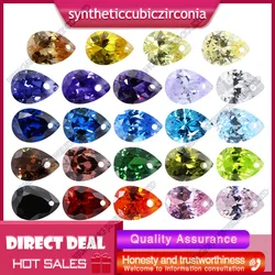 Single Hole Beads Cubic Zirconia Stones AAAAA Pear Cubic Zirconia Stone Loose CZ DIY Jewelry Beads CZ With Holes