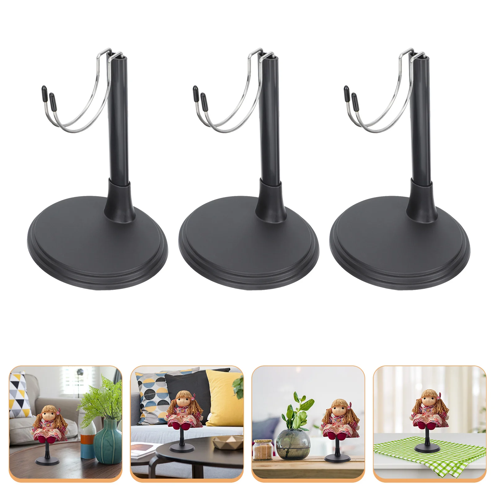 

3 Pcs Stand Kids Figure Display Holder Accessory Baby Dolls Rack Stainless Steel Base Practical Brackets Child