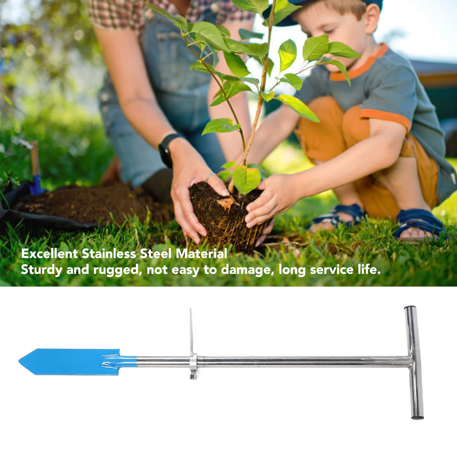 Dibble Bar Planting Tool Portable Easy To Assemble Detachable Stainless Steel T Handle Tree Planting Bar Garden Shovel