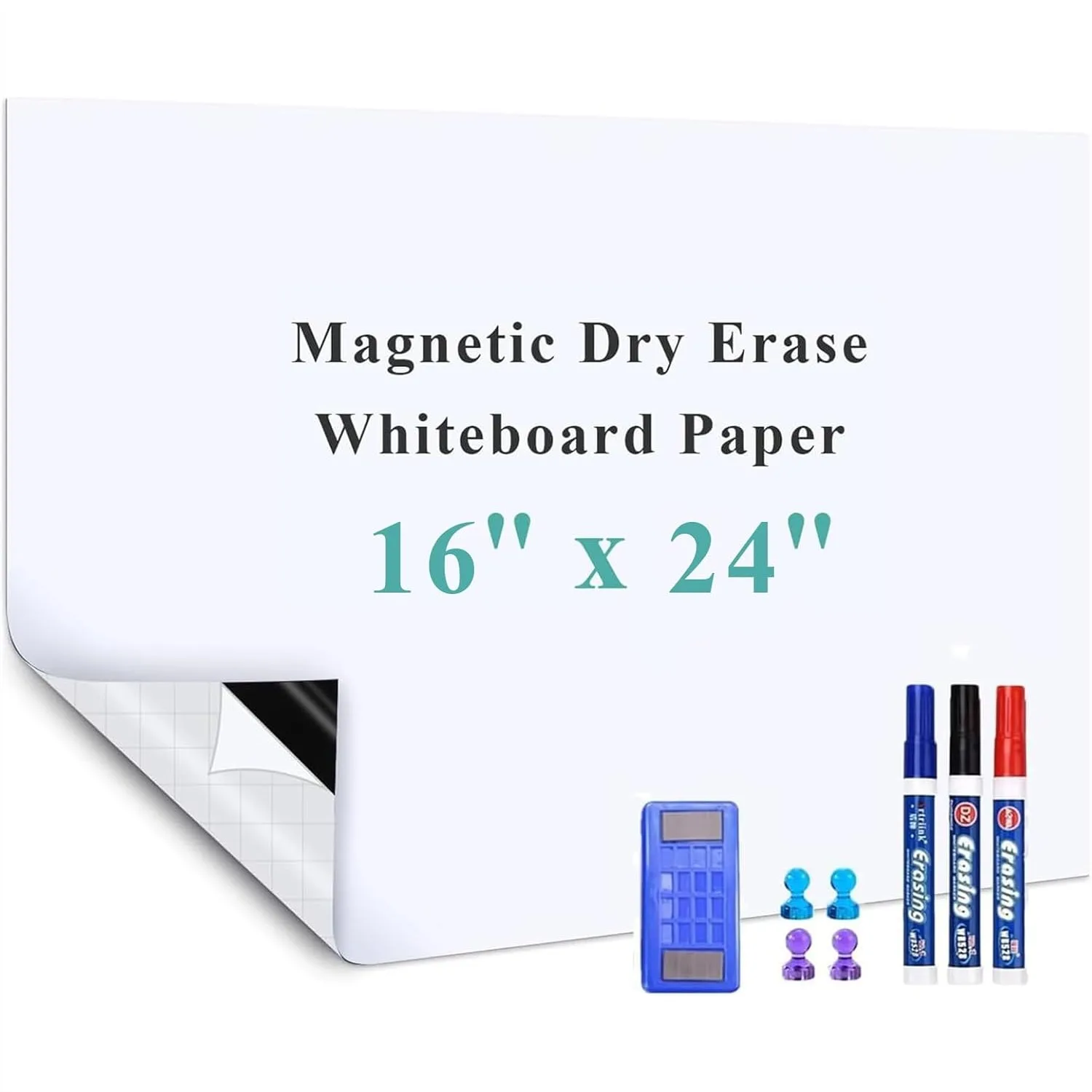 

Self-Adhesive Whiteboard Sticker 16x24in Magnetic Dry Erase Wall Film No Ghosting Peel & Stick for Office Meeting Room