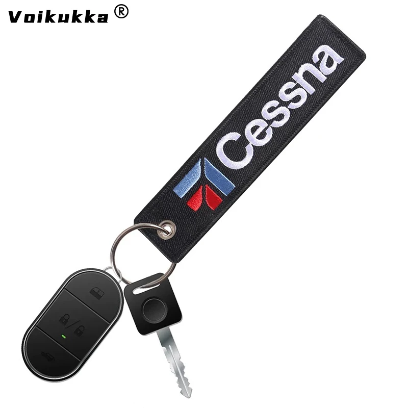 Voikukka Schmuck 1PC 2PCS 3PCS 3 Packs Cessna Buchstaben Boths Stickerei Muster Keychain Motorrad Schlüssel Geschenke Zubehör