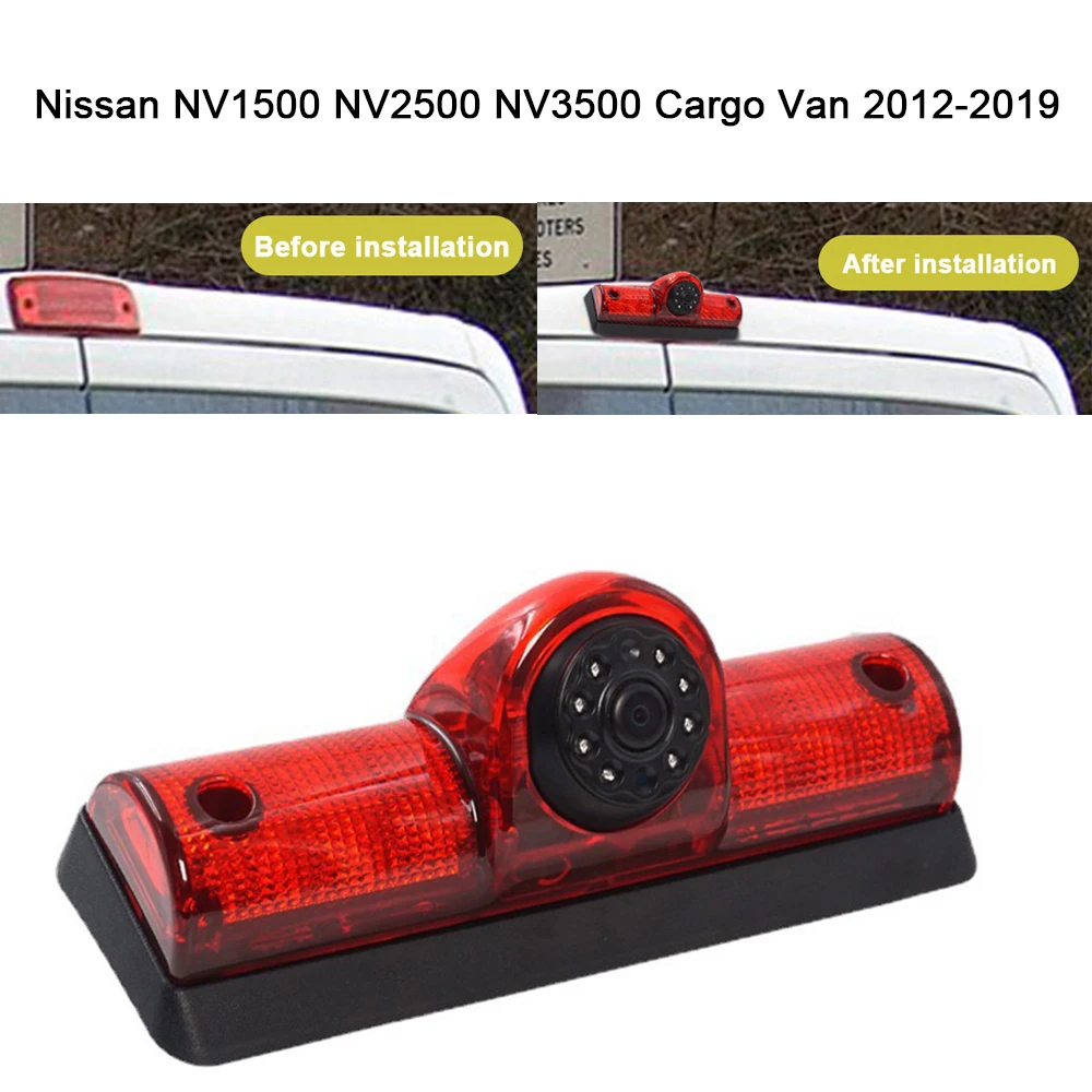 HKNL Car Rear View reverse 170° HD Camera for Nissan NV1500 NV2500 NV3500 Cargo Van 2012-2019 THIRD HIGH LEVEL BRAKE LIGHT Kombi